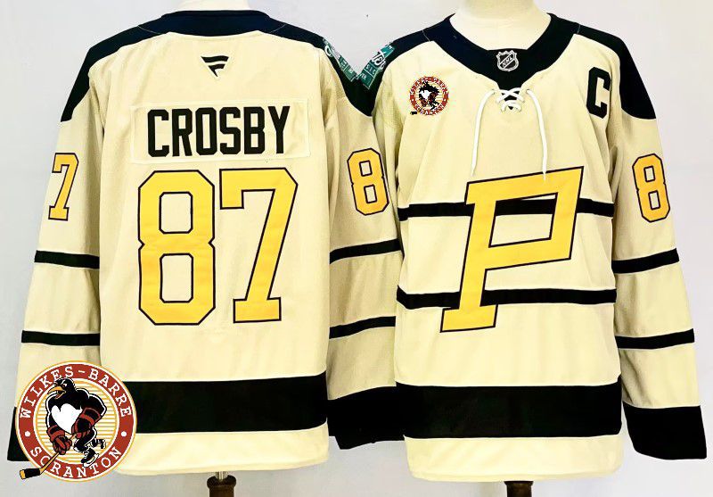 Men Pittsburgh Penguins #87 Crosby Cream Fanatics 2025 NHL Jersey style 4